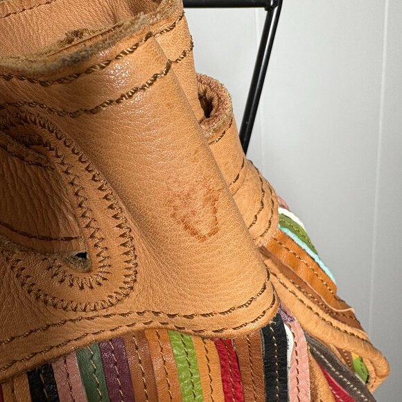 Lucky‎ Multicolor Leather Striped Satchel Shoulder Bag Purse Boho EUC Hippie - Picture 6 of 13